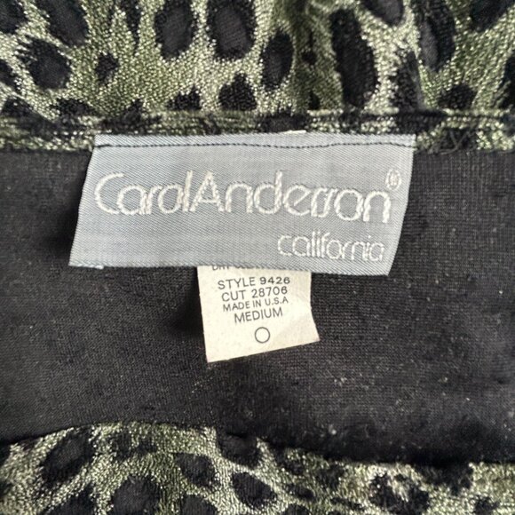 Carol Anderson Womens Leopard Print Bot Neck Fringe Hem Top Medium Green/Black - Picture 3 of 9